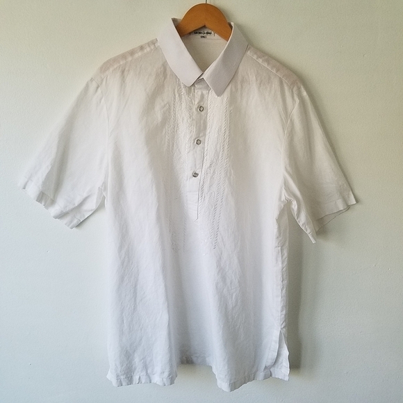 Michel Andre Linen Blend White Short Sleeve Shirt Top Size 2XL - Picture 1 of 10